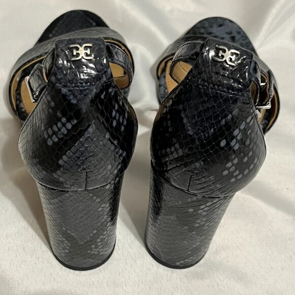 NWOT Sam Edelman | Yaro Block Heel Sandal | Snake Print Black | Size 8 - Picture 5 of 9